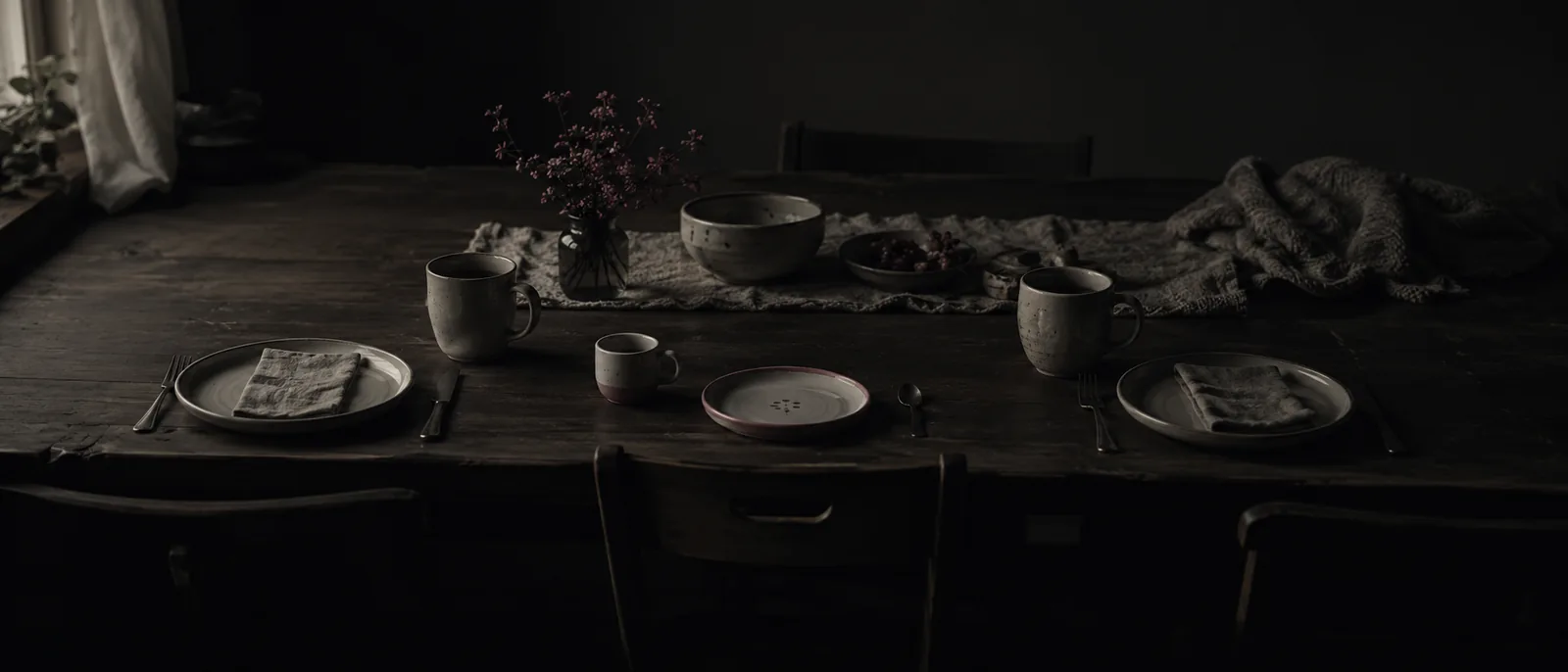 The table, set for the new people.