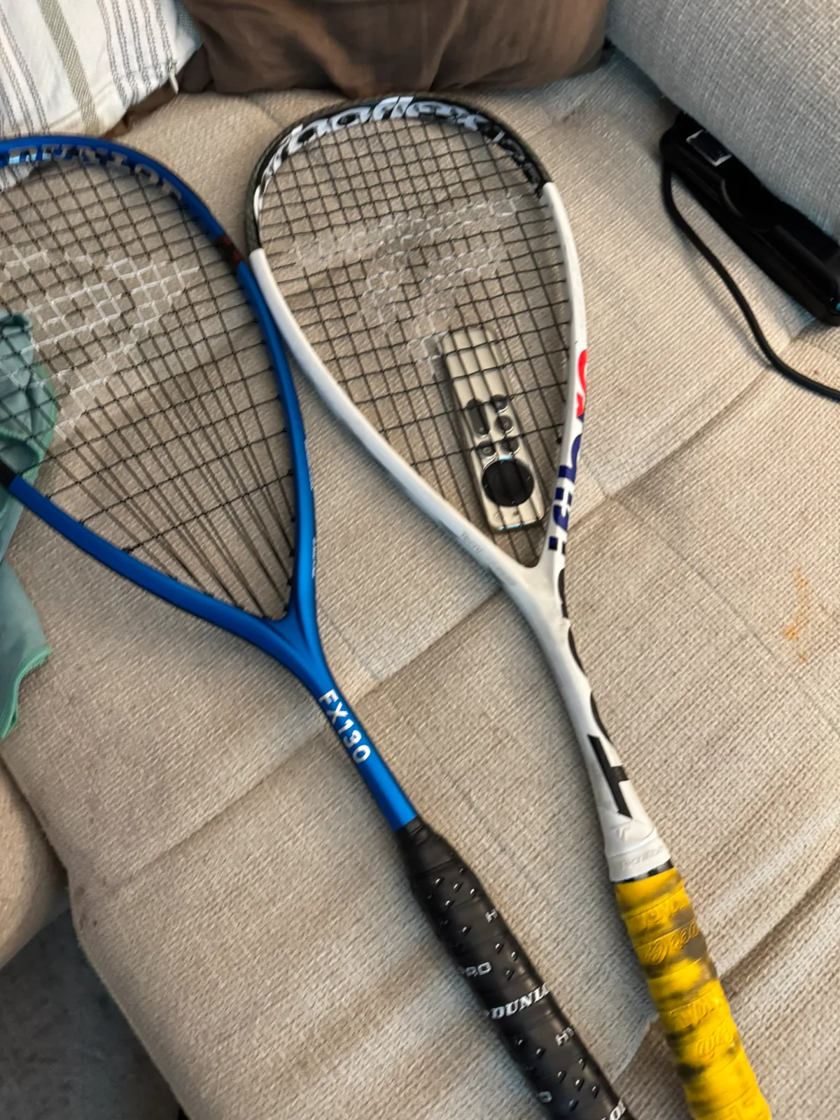 The new racquet, next to the one it replaces.