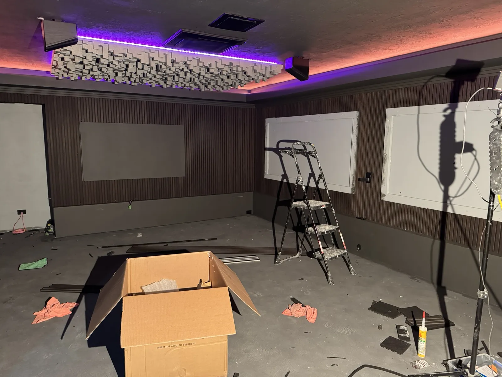 Ceiling diffusers and cove lighting during construction.